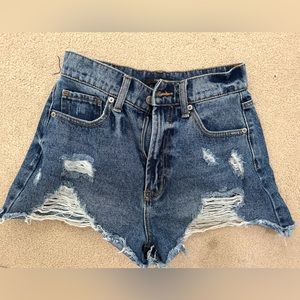 Dark wash denim shorts